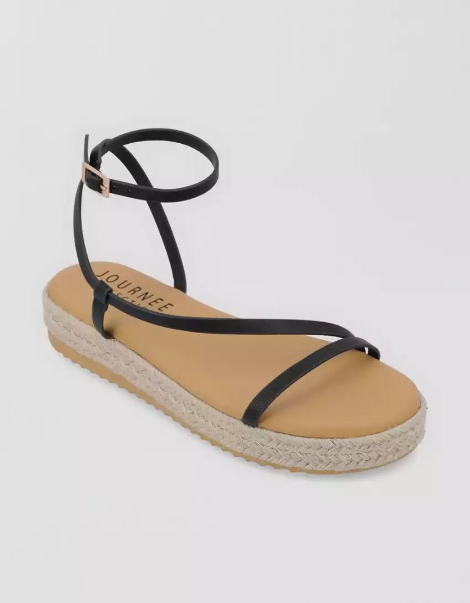 Sandales American Eagle Journee Collection Odelia Espadrillas Noir Femme | TEL-72105600